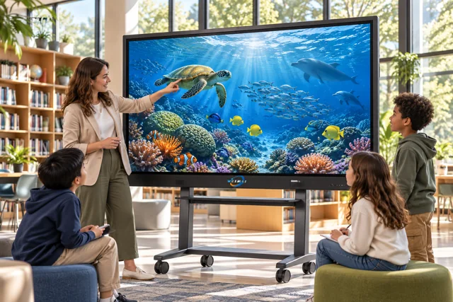 4k Mobile Smart Board In Classroom